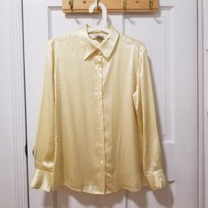 ♠ Vintage Alfani Pale Gold Silk Shirt Women Size 6